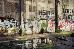 colorful graffiti in an abandoned factory