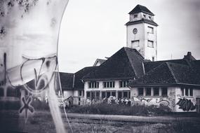 old factory hall Black And White