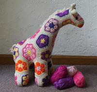 Jedi Crocheted Giraffe, colorful soft toy
