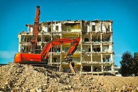 old building demolition, Excavators at Work, germany, dusseldorf