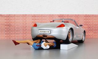 Model and Car Porsche
