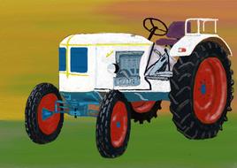 white tractor agriculture drawing