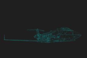 Green and blue outline C20 aircraft at black background