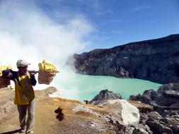 crater fog Indonesia people