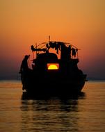 red Sunset Boat