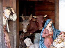 photo of nativity crib with figures