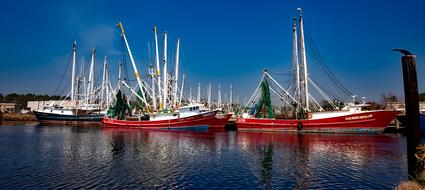 shrimp boats in bay, usa, Alabama, Bayou La Batre