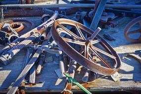 Wheel Vintage Metal among old parts