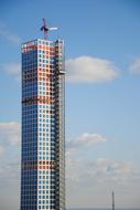 New York Crane Building and blue sky