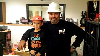 Construction Worker Father and son