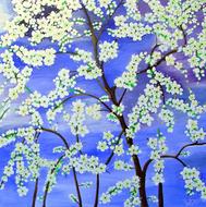 tree flowers painting image drawing