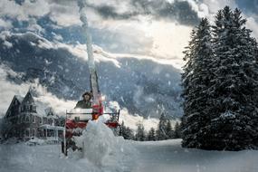 snow thrower in Switzerland