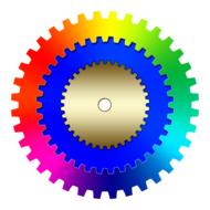 color gears teamwork modern drawing