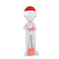 3d model with a shovel and a red hat
