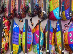 colourful bags in Laos