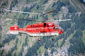 Helicopter Logging Work red