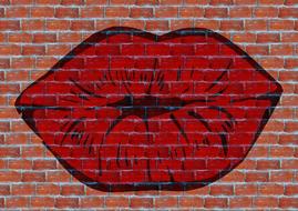 kiss lips mouth wall drawing