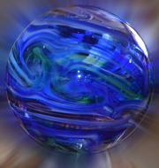 Blue glass ball with colorful shades