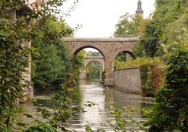 stone Bridges across Channel at summer, germany, Leipzig