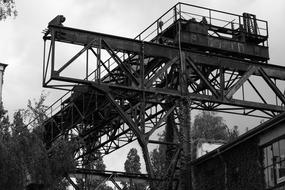 Industry Crane Plant black and white