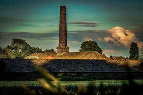 Old Factory building with brick chimney