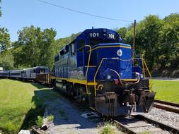 old blue locomotive