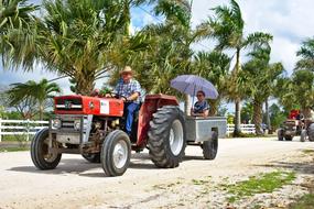 vintage tractor in countryside