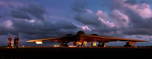 stealth bomber on the runway