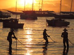 Boat Worker Fishing sunset