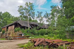 rusty pipes and abandoned factory