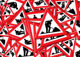site road sign attention red drawing