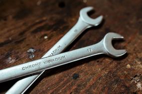 two metal open-end wrench