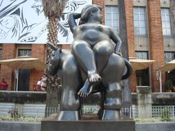 woman riding bull, sculpture by Botero at Museum of Antioquia, Colombia, MedellÃ­n