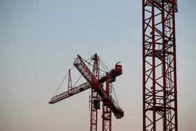 Load crane, at colorful and beautiful, gradient sky on background