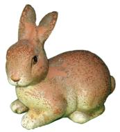 Colorful and beautiful ceramic hare figure, at white background