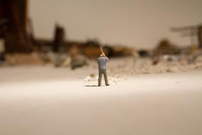 work with an ax in a blurred background