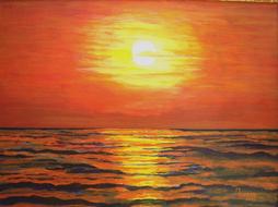 picture of a sunset over the sea painted by the artist