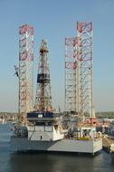 oil rig at sea under the blue sky