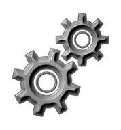 3d model of the grey gears, at white background, clipart