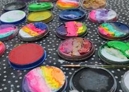 Beautiful and colorful paints on the plates