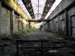 hall of an old abandoned factory