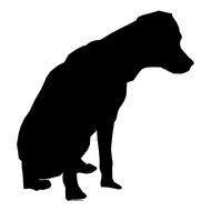 black silhouette of a dog on a white