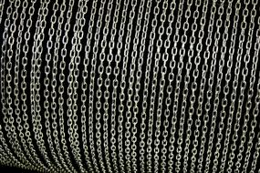 Close-up of the beautiful, shiny metal chains on the role