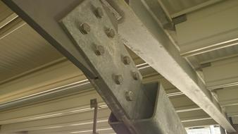 steel beams on the roof structure