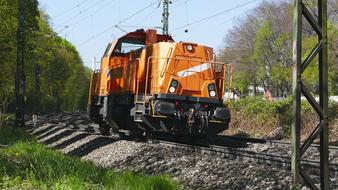 Industry train on rails on a sunny day