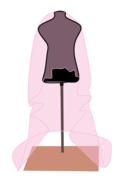 Purple mannequin with the pink dress, on clipart