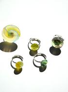 decoration with green glass on white background