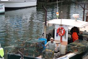 fishing on a ship in the Harbor