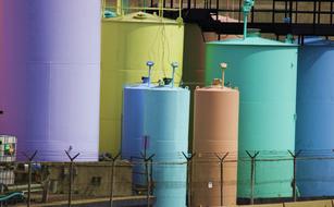 colorful vats as a Storage Tanks