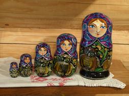 colorful wooden dolls as Russian souvenirs